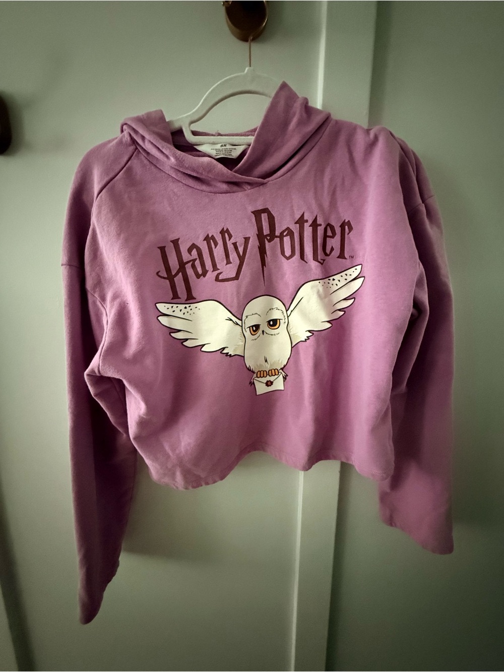 Harry Potter Girls Lavender Cropped Hoodie with Hedwig Graphic